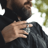 Silver Stainless Steel Compass Necklace For Men Manntara