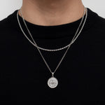 Silver Stainless Steel Compass Pendant with Chain for Men Manntara