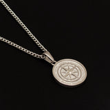 Silver Stainless Steel Compass Pendant with Chain for Men Manntara