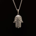 Silver Stainless Steel Hamsa Necklace Manntara