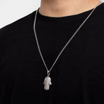 Silver Stainless Steel Hamsa Necklace Manntara