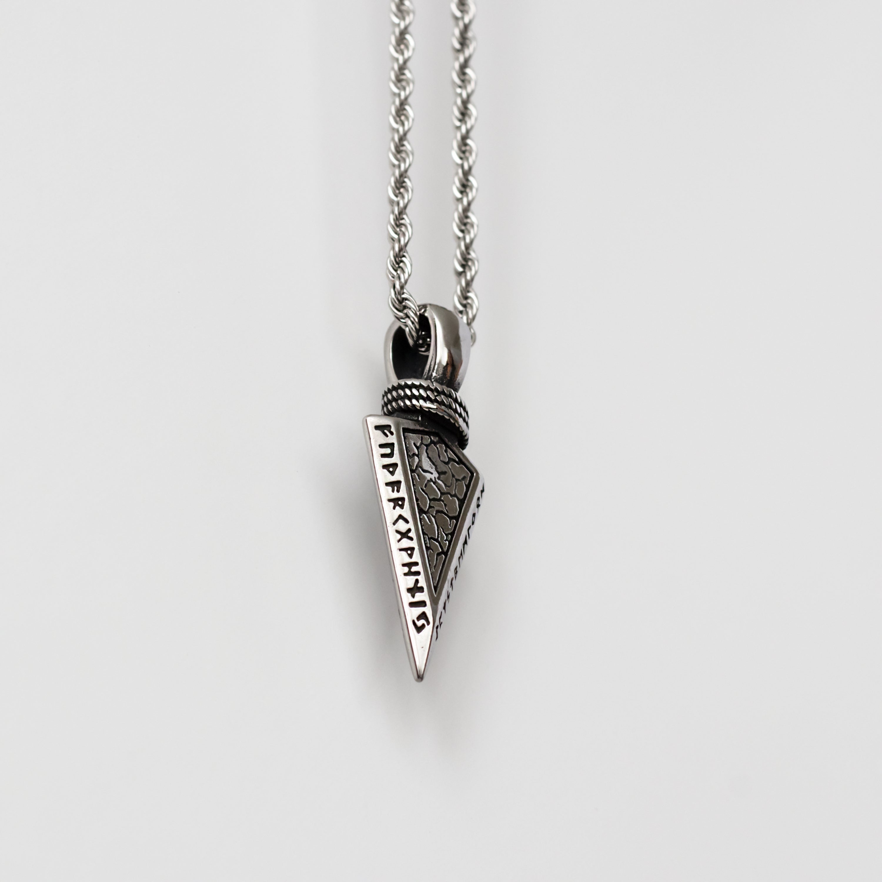 Silver Stainless Steel Nordic Runes Arrow Men's Necklace Manntara