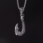 Silver Stainless Steel Ocean Fish Hook Necklace For Men Manntara