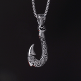Silver Stainless Steel Ocean Fish Hook Necklace For Men Manntara