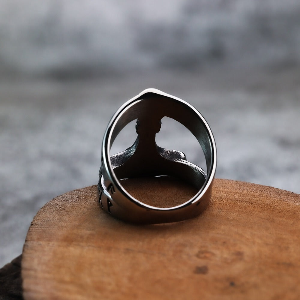 Silver Stainless Steel Thor's Hammer Fashion Ring For Men Manntara