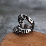 Silver Stainless Steel Thor's Hammer Fashion Ring For Men Manntara