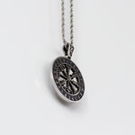 Silver Stainless Steel Vegvísir Viking Compass Men's Necklace Manntara