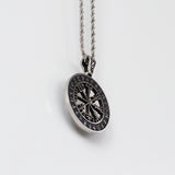 Silver Stainless Steel Vegvísir Viking Compass Men's Necklace Manntara