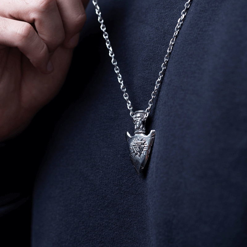 Silver Stainless Steel Viking Arrow Necklace For Men Manntara