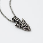 Silver Stainless Steel Viking Valknut Arrow Men's Necklace Manntara