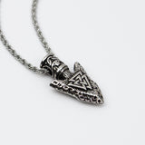 Silver Stainless Steel Viking Valknut Arrow Men's Necklace Manntara