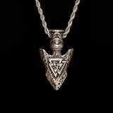 Silver Stainless Steel Viking Valknut Arrow Men's Necklace Manntara