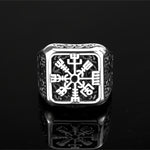 Silver Vegvisir Nordic Compass and Tree of Life Men's Ring Manntara