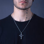 Stainless Steel Rune Cross Necklace For Men Manntara