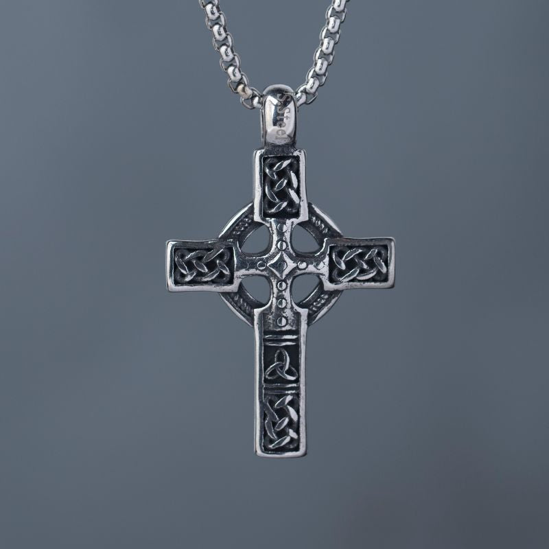 Stainless Steel Rune Cross Necklace For Men Manntara