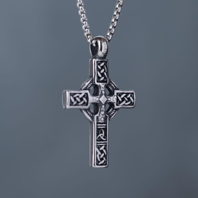 Stainless Steel Rune Cross Necklace For Men Manntara
