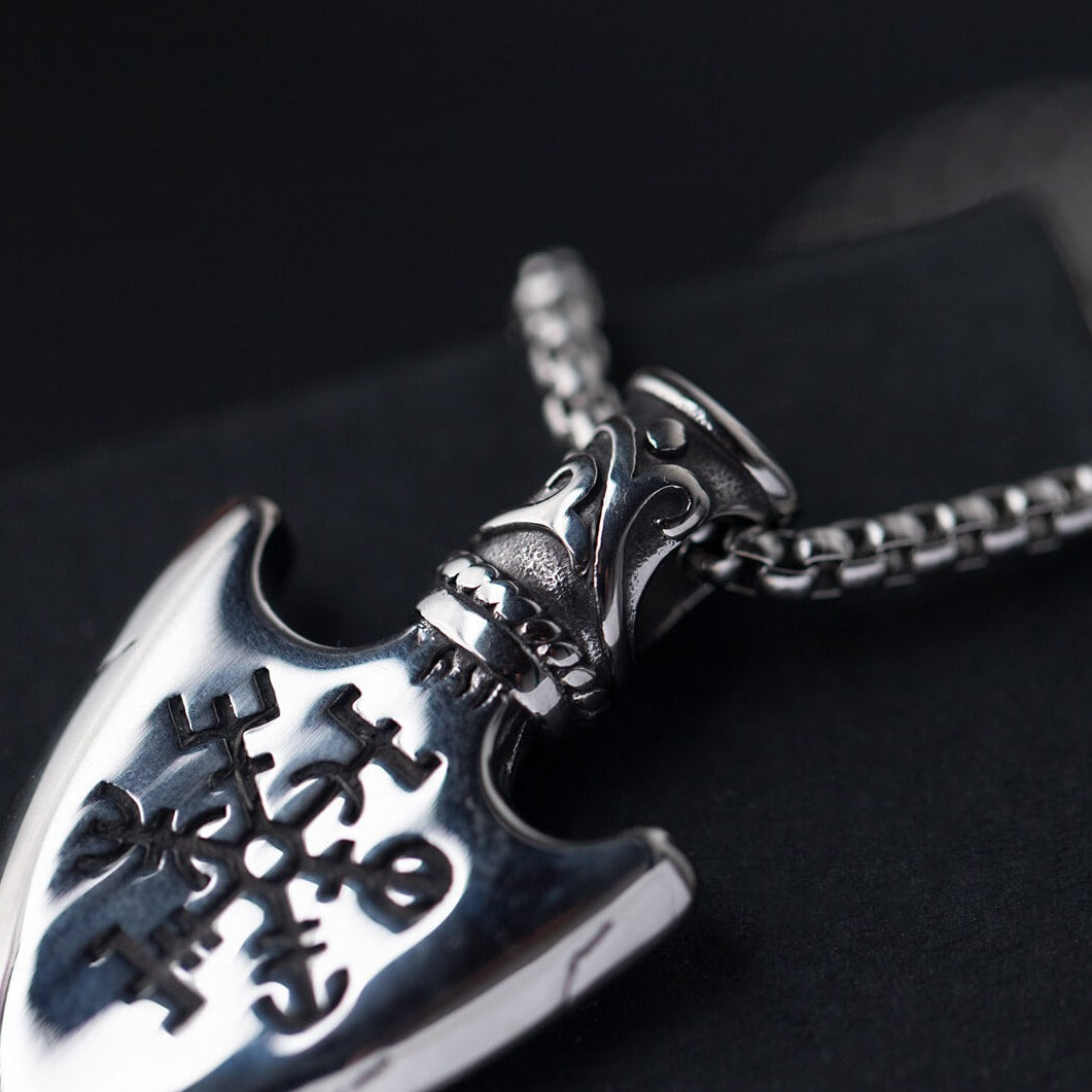 Stainless Steel Silver Viking Runes Arrow Silver Necklace For Men  Manntara