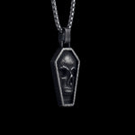 Stainless Steel Punk Cranium Skull Black Necklace For Men Manntara