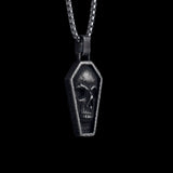 Stainless Steel Punk Cranium Skull Black Necklace For Men Manntara
