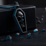 Stainless Steel Punk Cranium Skull Black Necklace For Men Manntara