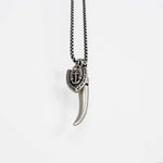 Stainless Steel Silver Wolf Fang and Anchor Necklace For Men Manntara