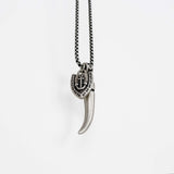 Stainless Steel Silver Wolf Fang and Anchor Necklace For Men Manntara