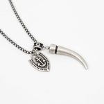 Stainless Steel Silver Wolf Fang and Anchor Necklace For Men Manntara