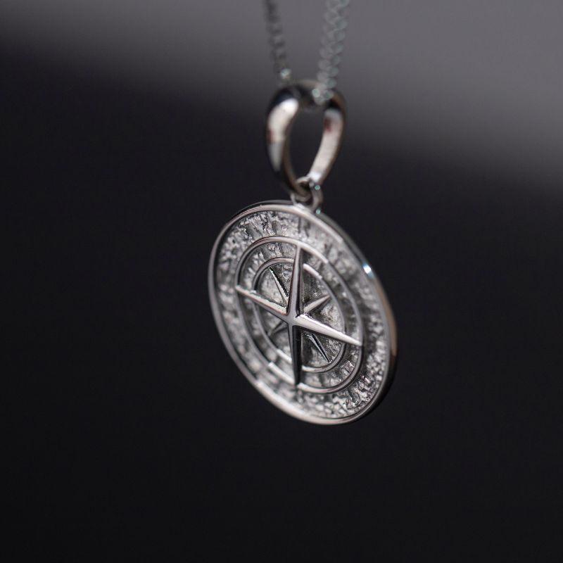 Sterling 925 Silver Compass Designer Necklace for Men Manntara
