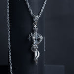 Sterling 925 Silver Dragon Sword Gothic Necklace For Men Manntara