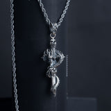 Sterling 925 Silver Dragon Sword Gothic Necklace For Men Manntara