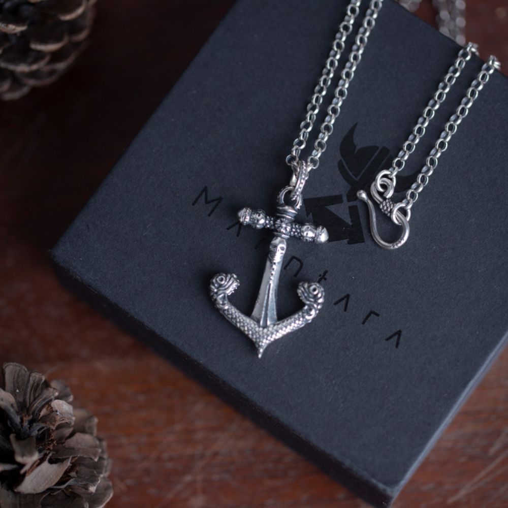 Sterling 925 Silver Gothic Anchor Skull Necklace For MenSterling 925 Silver Gothic Anchor Skull Necklace For MenSterling 925 Silver Gothic Anchor Skull Necklace For Men Manntara