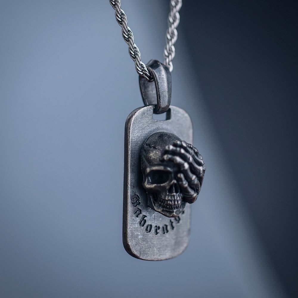 Sterling 925 Silver Gothic Skull Necklace For Men