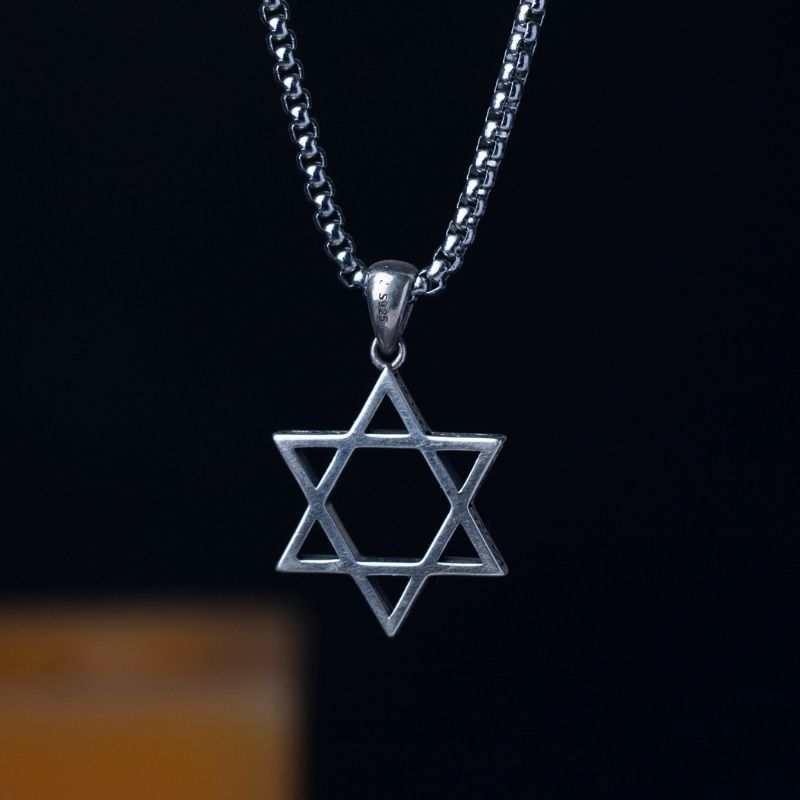 Sterling 925 Silver Star Of David Catholic Necklace For Men Manntara