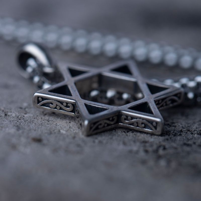 Sterling 925 Silver Star Of David Catholic Necklace For Men Manntara
