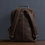 Unisex Brown Leather Classic Backpack For Travel Manntara