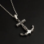 Silver Stainless Steel Anchor Sailor Necklace For Men Manntara