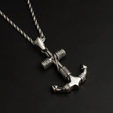 Silver Stainless Steel Anchor Sailor Necklace For Men Manntara