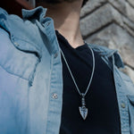 Men's Stainless Steel Catholic Heart & Cross Arrow Silver Necklace Manntara