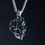 Black Gothic Skull Stainless Steel Necklace For Men
