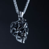 Black Gothic Skull Stainless Steel Necklace For Men