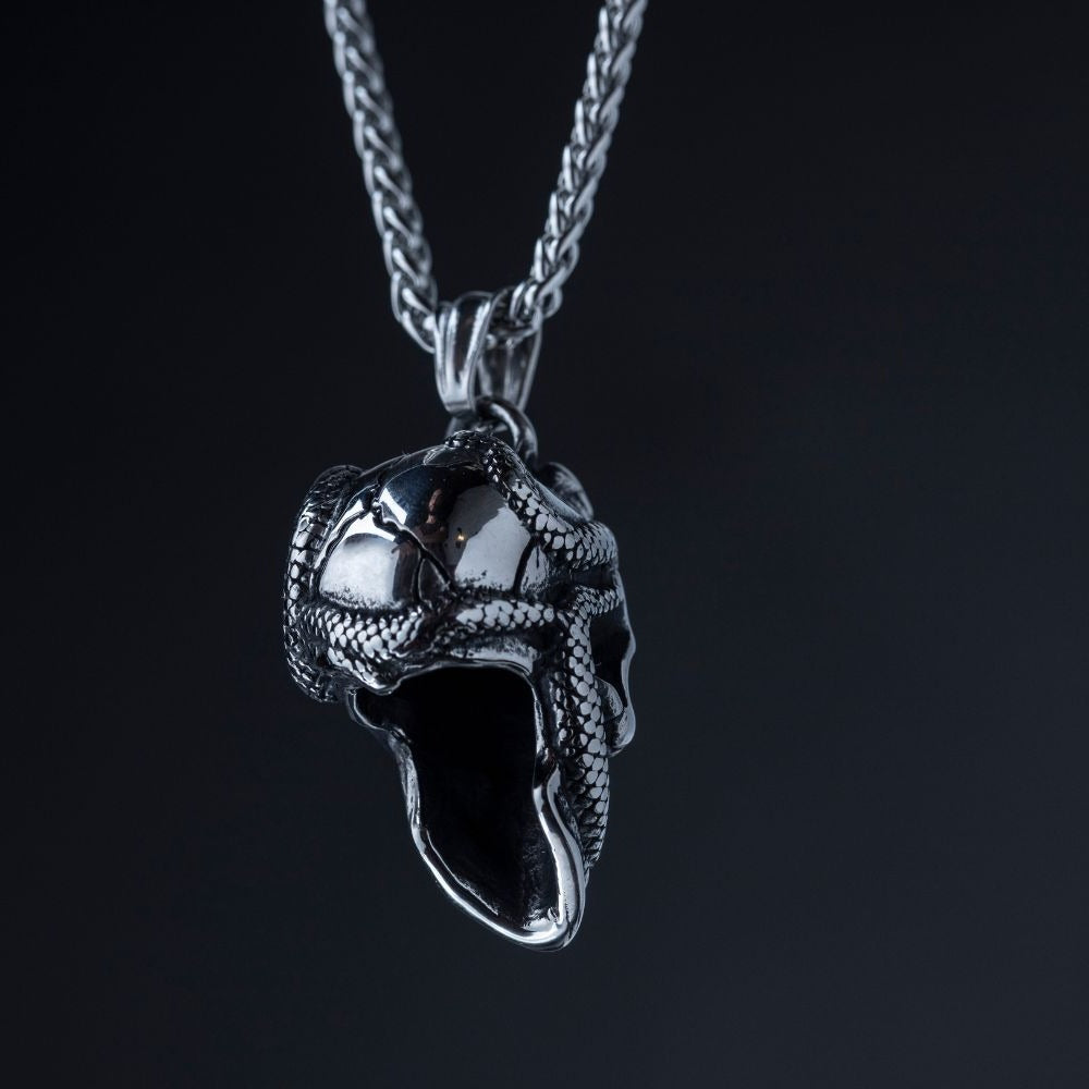 Black Gothic Skull Stainless Steel Necklace For Men