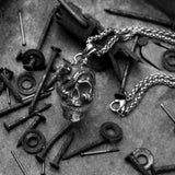 Black Gothic Skull Stainless Steel Necklace For Men