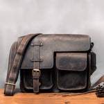 Brown Full-Grain Leather 11-inches Laptop Business Briefcase For Men