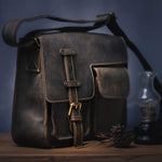 Brown Full-Grain Leather 11-inches Laptop Business Briefcase For Men