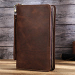 Brown Full-Grain Leather Clutch Travel Bag For Men