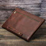 Brown Full-Grain Leather Laptop Case For Macbook or Windows