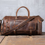 Dark Brown Leather Duffle Bag for Men & Women