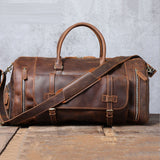 Dark Brown Leather Duffle Bag for Men & Women