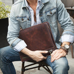 Full-Grain Brown Leather iPad Productivity Case