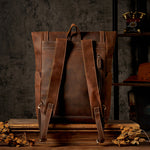 Men's Brown Leather 15.6'' Laptop Vintage Backpack For Work